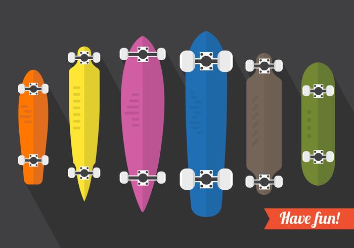 Vector Conjunto De Longboard Ilustraciones