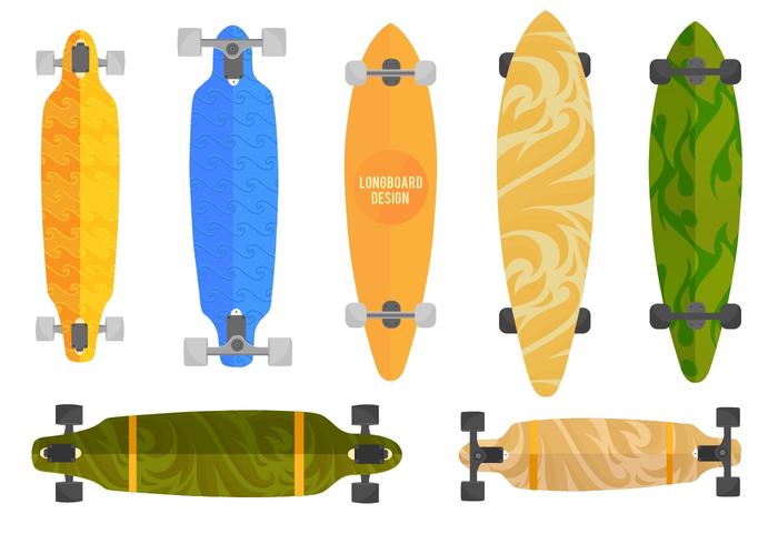 Libre de vectores Longboard conjunto