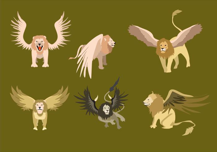 Winged Lion Illustration Vector