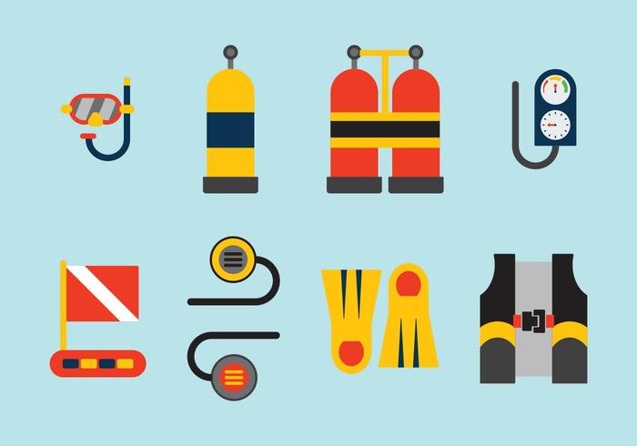 Elementos de buceo vectoriales libres vector