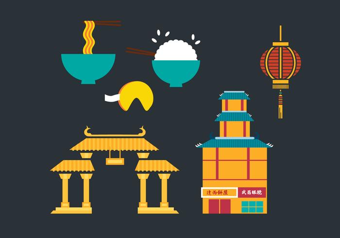 China Town Vector Elements China Town Vector Elements