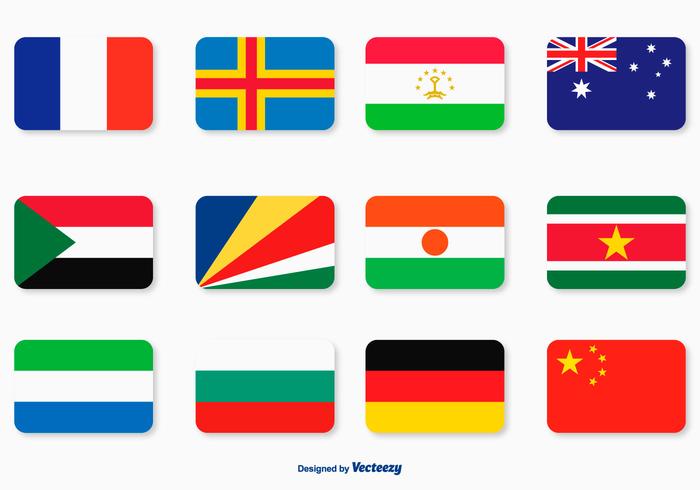 Flat Flag Icon Set vector