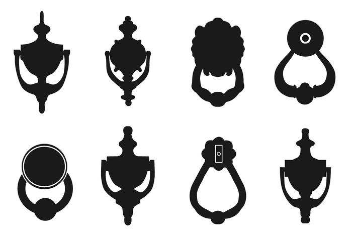 Vector Black Silhouettes Of Door Knocker