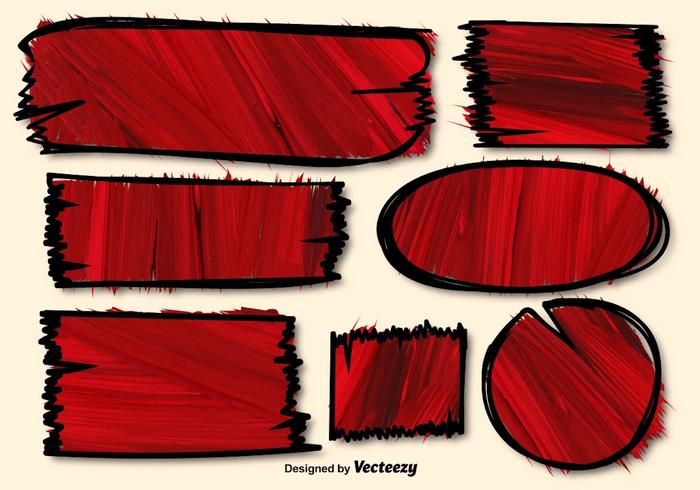 Rojo Vector Dibujado a mano banners texturados