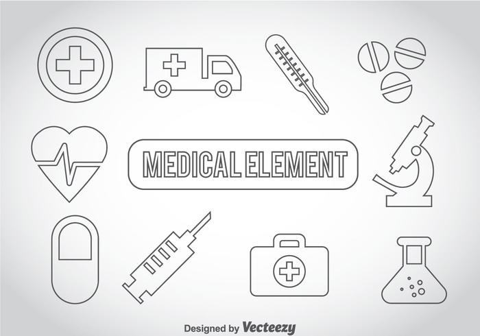 Iconos médicos del esquema vector