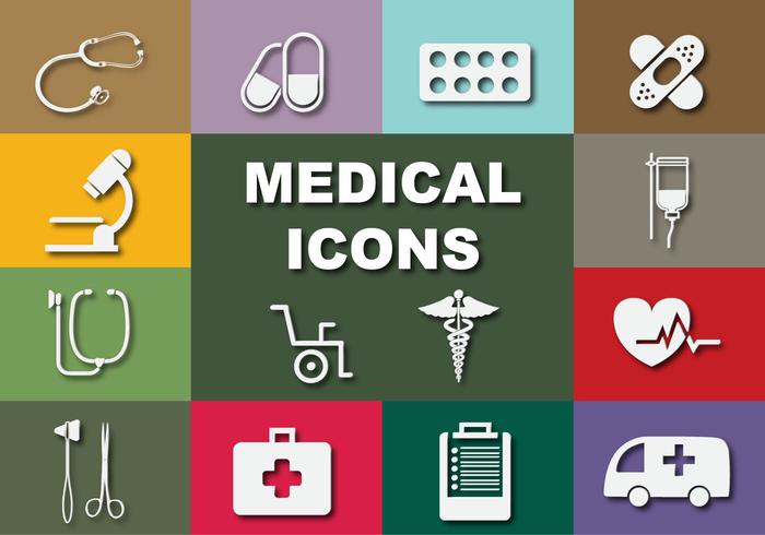 Iconos vectoriales médicos planos vector