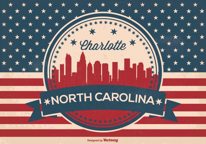 Charlotte North Carolina Skyline Illustration Charlotte North Carolina Skyline Illustration