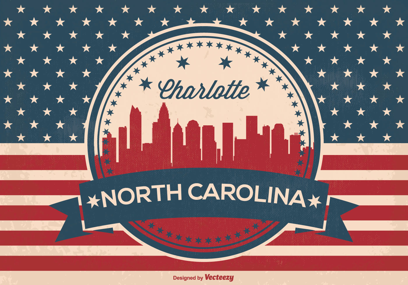 Charlotte North Carolina Skyline Illustration - Download Free Vector ...