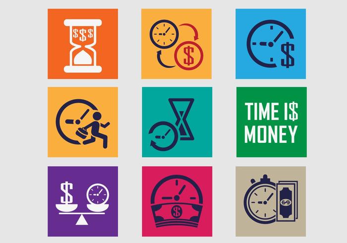 Time Is Money Icon Vector Pack