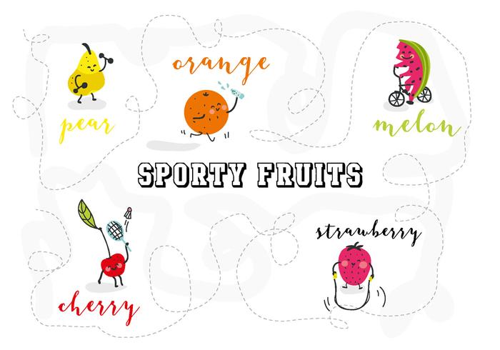 Free Sporty Fruits Character Vector Illustration