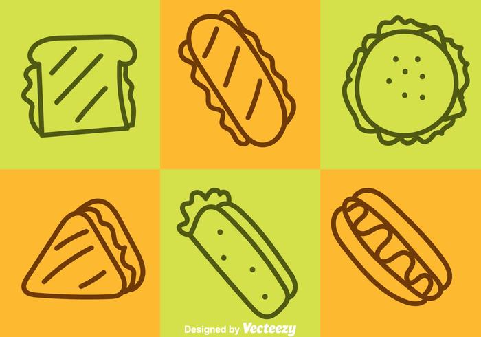 Iconos del esquema del alimento rápido vector