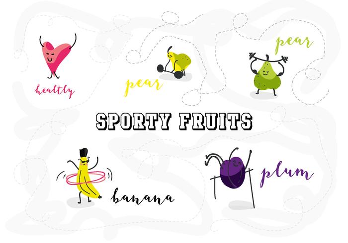 Free Sporty Fruits Character Vector Illustration