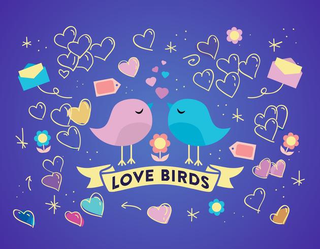 Fondo libre del vector de los pájaros del amor