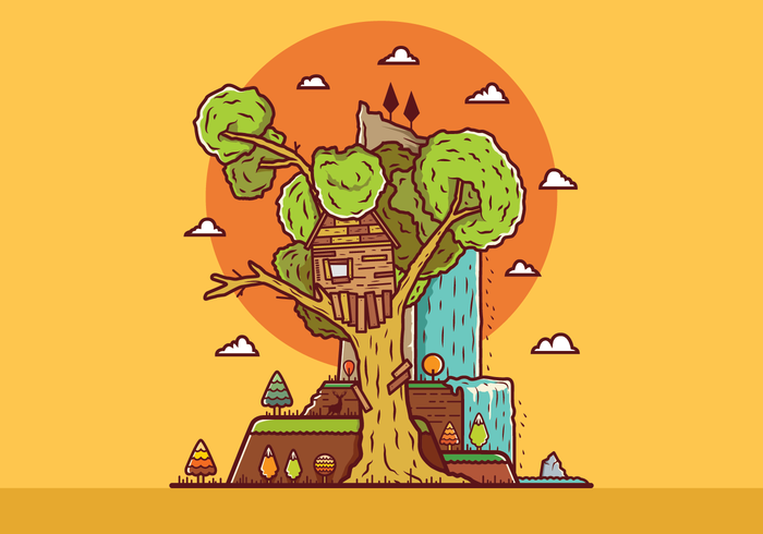 Vector de la casa del árbol libre