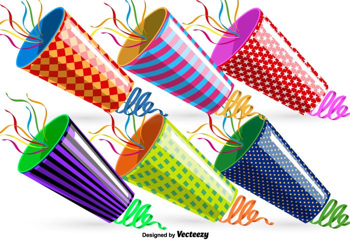 Vector Party Poppers Set