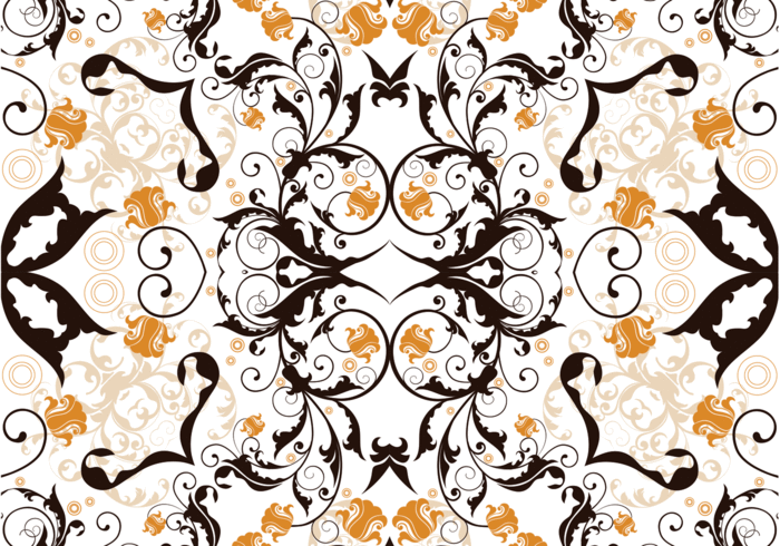 Charcoal and Orange Abstract Floral Background vector