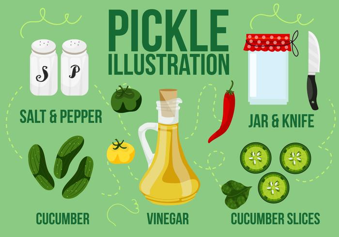 Kitchen Illustration with Pickle Vector Background