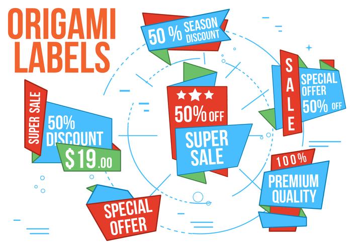 Free Super Sale Origami Vector Labels