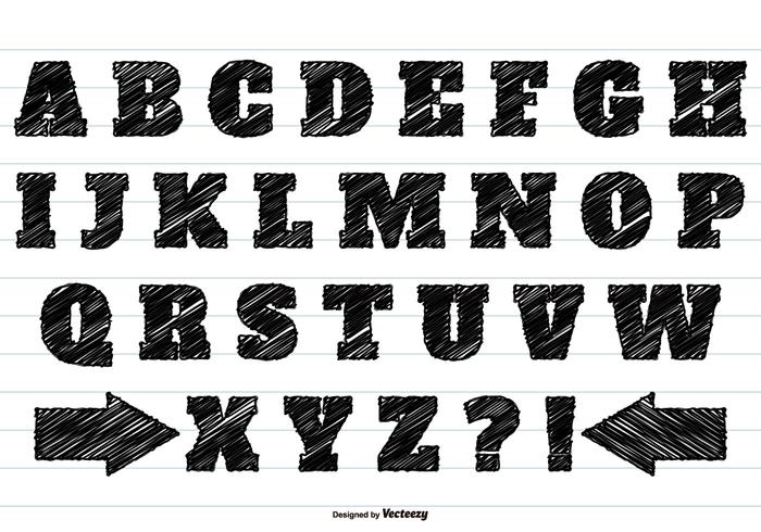 Black Scribble Alphabet Set vector