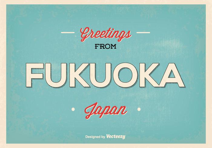 Ilustración retro del saludo de Fukuoka Japón vector