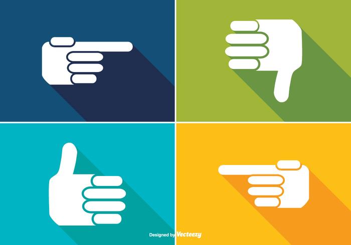 Trendy Long Shadow Style Hand Icons vector