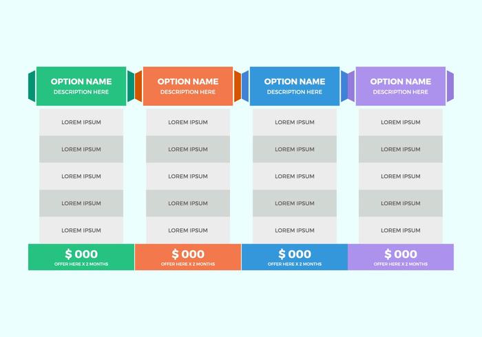 Tabla libre de precios Vector