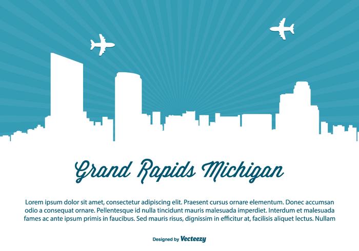 Grand Rapids Michigan Skyline Illustration Grand Rapids Michigan Skyline Illustration