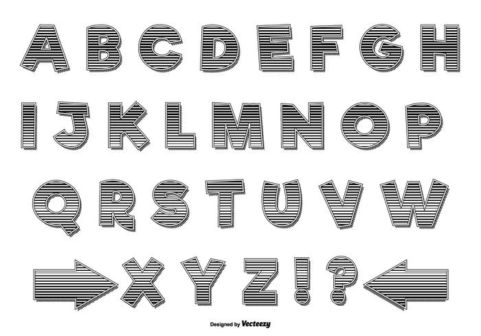 Striped Retro Alphabet Set vector