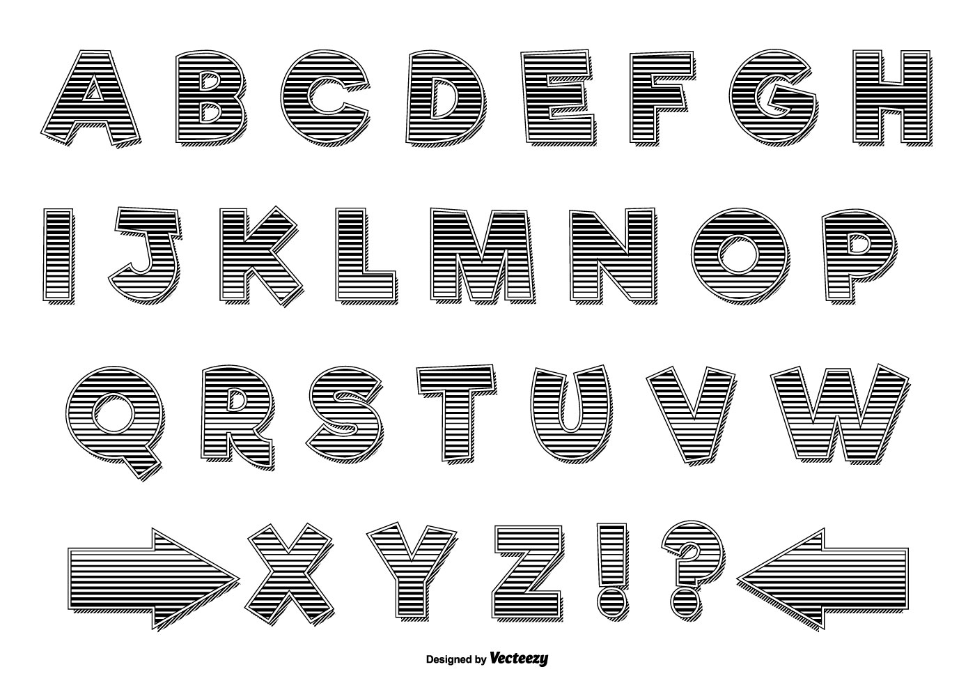 Striped Retro Alphabet Set Download Free Vector Art Stock Graphics