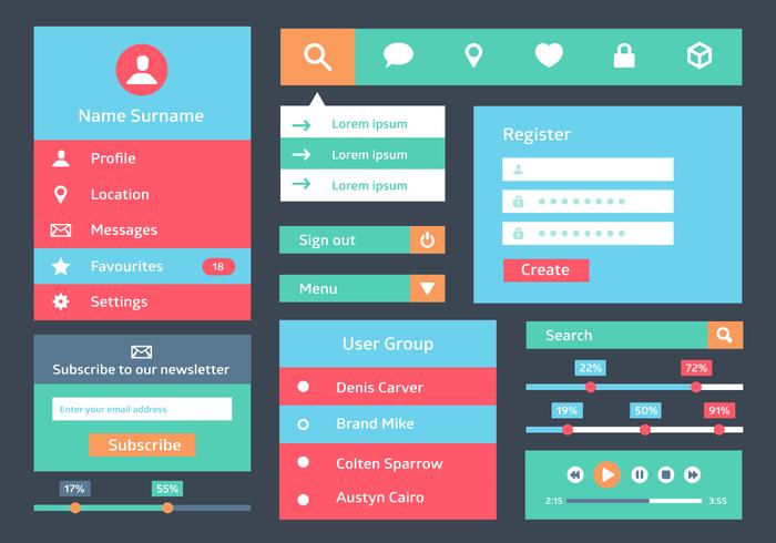 Flat Web User Interface Vector Background