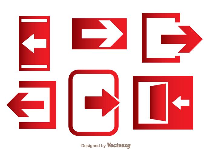 Iconos de dirección de salida de emergencia vector