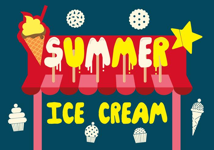 Free Summer Ice Cream Vector Background with Typography