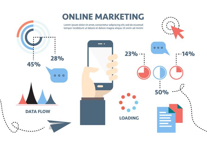 Libre plano de marketing digital de vectores de fondo con pantalla táctil teléfono inteligente