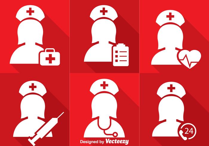 Nurse White Icons vector