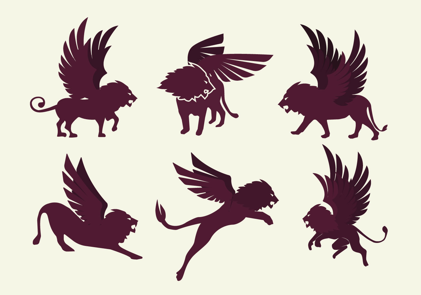 Download Winged Lion Silhouette Vector - Download Free Vectors ...