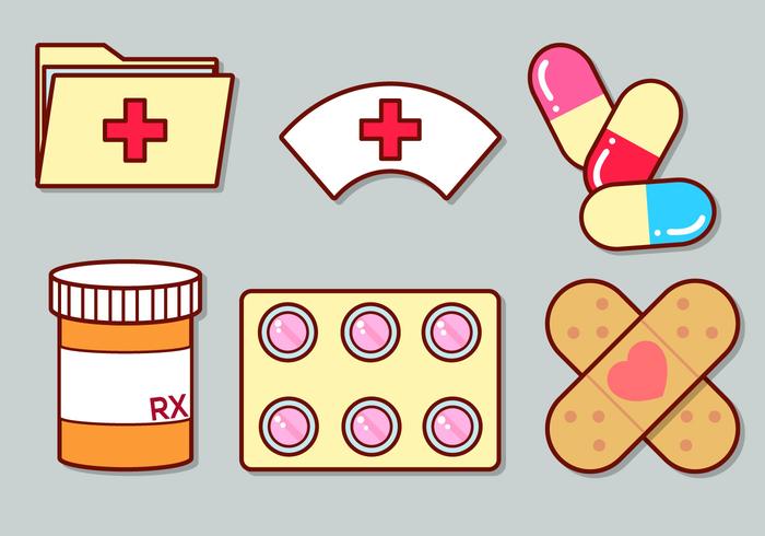 Lindo médico conjunto de iconos 3 vector