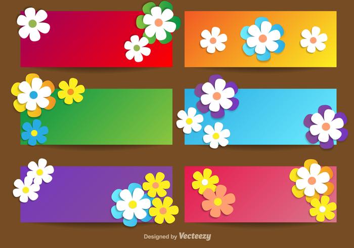 Vector banners con flores para la temporada de primavera