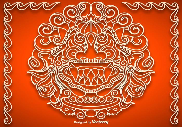 Vector Mythological Barong Face Vector Mythological Barong Face