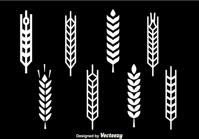 Wheat Stalk White Icons vector