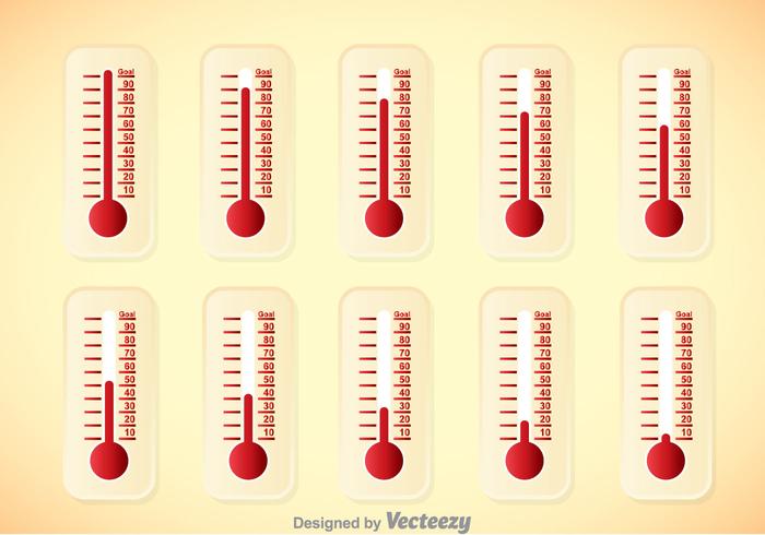 Iconos del nivel de Thremometer Vector