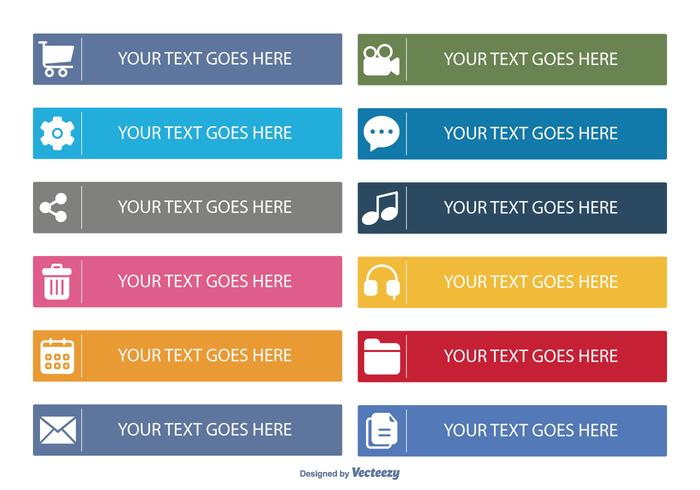 Flat Button Icon Set vector