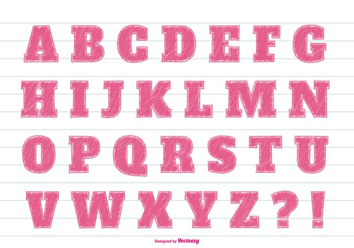 Pink Marker Style Alphabet Set vector