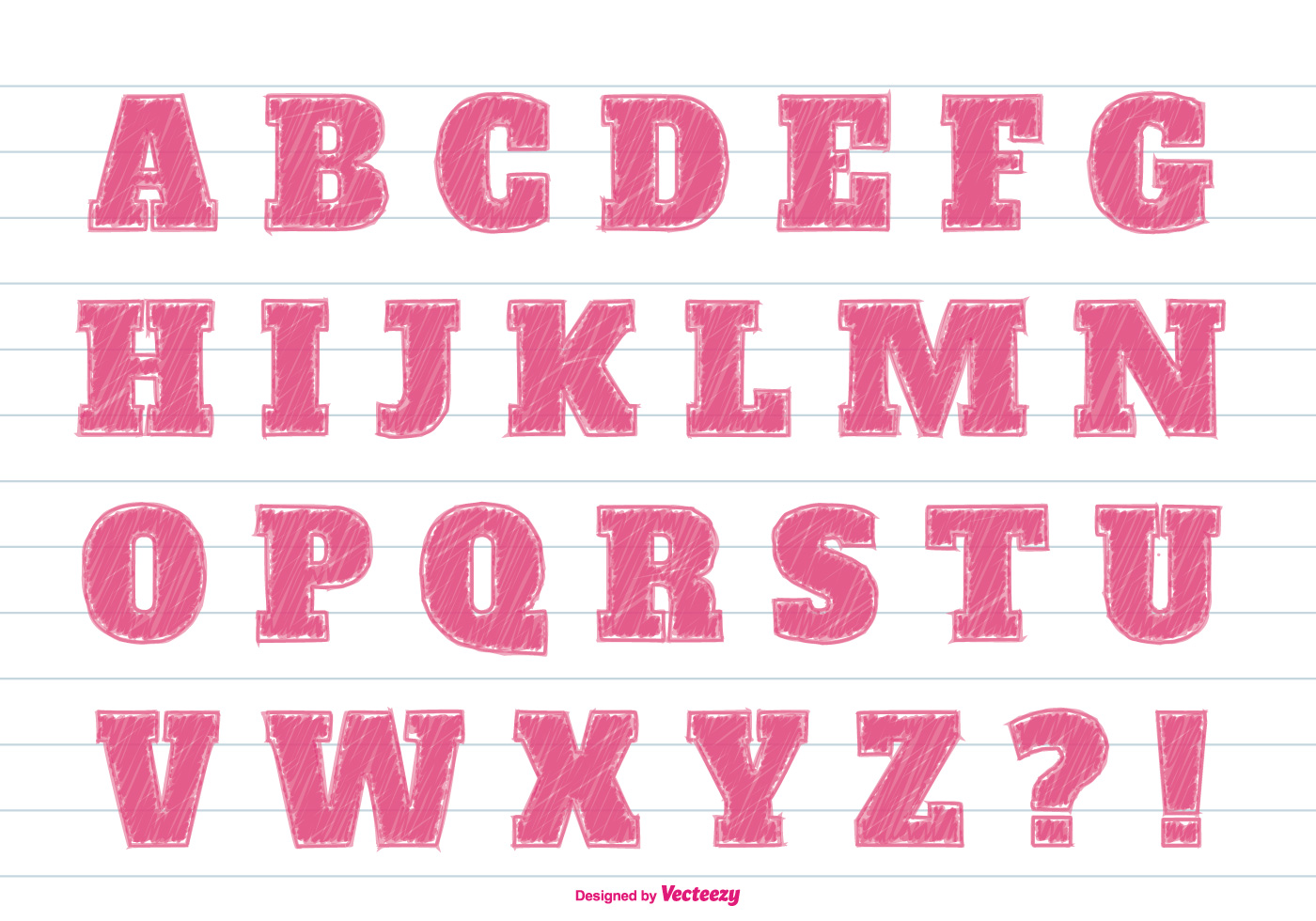 Pink Marker Style Alphabet Set - Download Free Vector Art, Stock