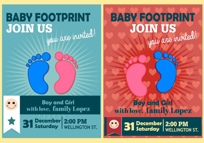 Baby Footprint Poster Flat Vectors
