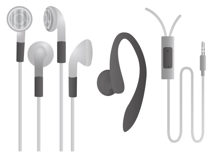 White Earphone Vector Set