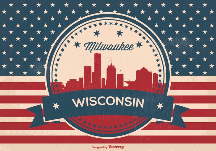 Retro Milwaukee Wisconsin Skyline Illustration Retro Milwaukee Wisconsin Skyline Illustration