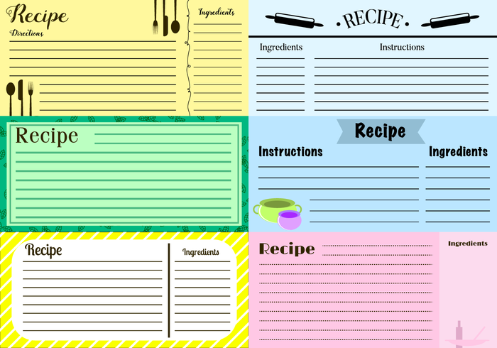 Libre Receta Tarjetas Vector