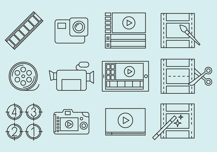 Iconos de edición de vídeo vector