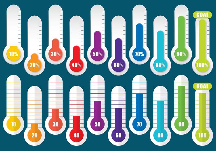 Termómetros de objetivo colorido vector