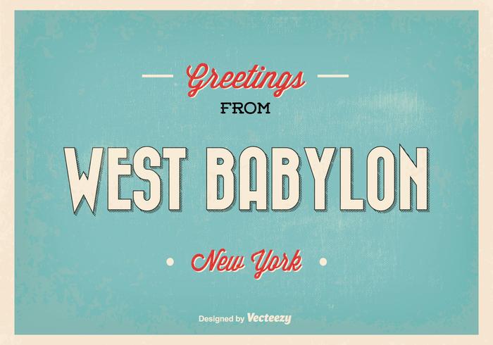 Retro West Babylon New York Greeting Illustration Retro West Babylon New York Greeting Illustration